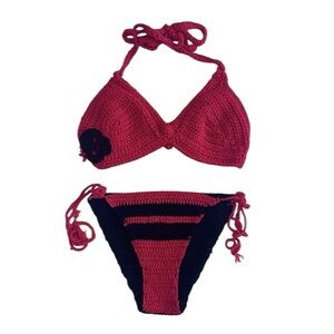 NEW Crochet bikini skull sparkle yarn Womens OS all sizes adjustable NEVER WORN